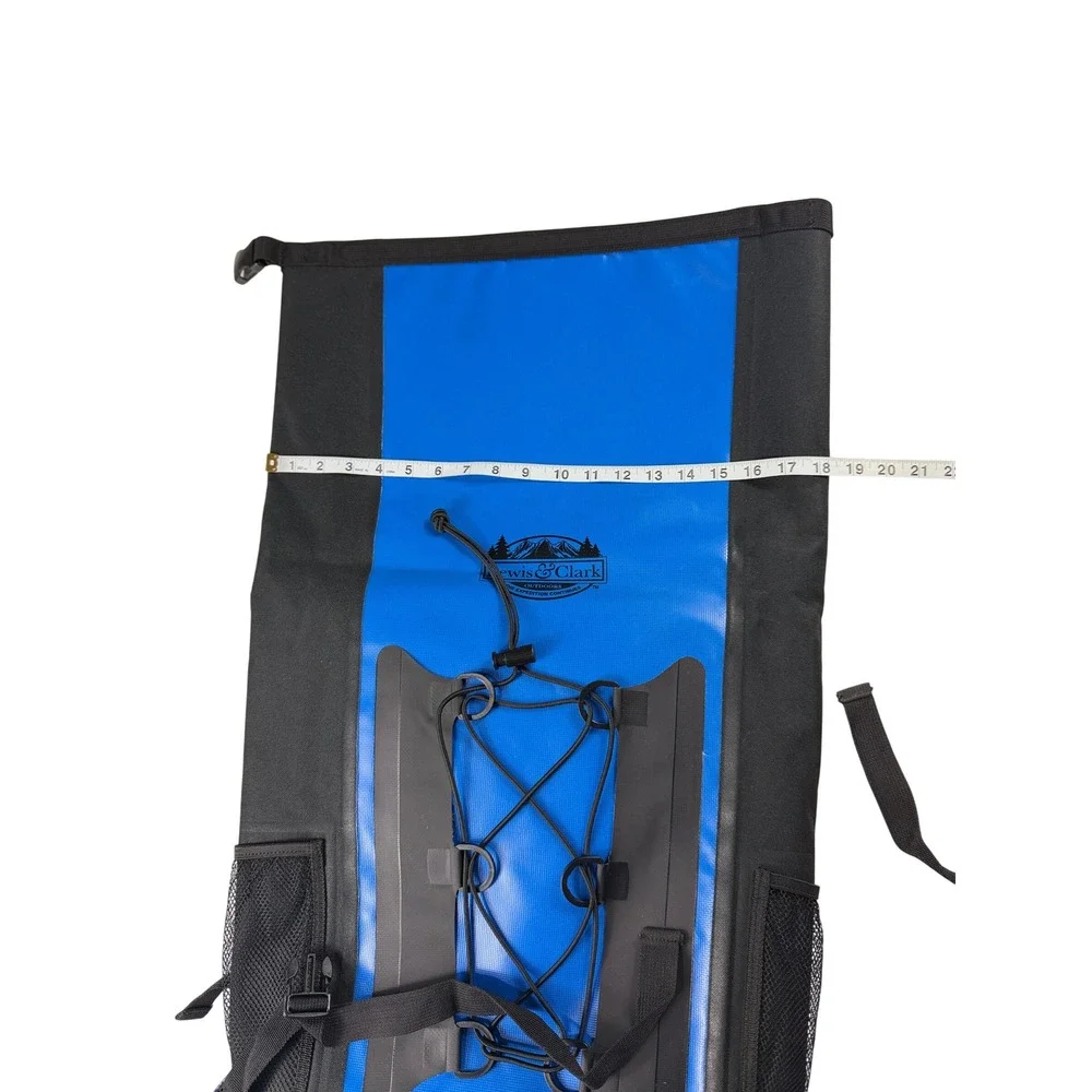 Lewis & Clark Blue Black PVC Tarpaulin Roll Top Waterproof Dry Bag Backpack